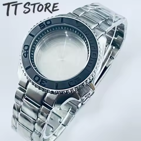 42mm SKX007 Men's Watch Case for NH35 DIY Diving Modification with Mineral Glass Bezel, Fits 38-30.7