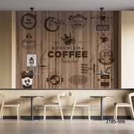 Wallpaper Dinding 3D Custom Cafe Coffee Shop/ Kafe Kopi (21Bs-002)