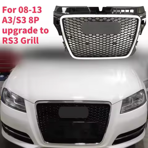 For RS3 Style Front Sport Hex Mesh Honeycomb Hood Grill for A3/S3 8P 2009 2010 2011 2012 2013 New
