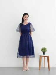 Dress Pesta Gaun Elegant Dress Kekinian Brokat Tile Bordir Mutiara Fashion Wanita Kondangan Kristen