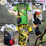 Unisex Baju Batik Jersey Sarawakian Sarawak Design Tshirt Burung enggang Design  | Size S-XL