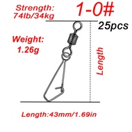 FishTrip 25Pcs Rolling Swivel Hooked Snap Fishing Swivel Snap with Carabiner Stainless Steel Fishing