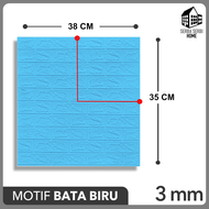 Wallpaper Dinding 3D Biru (FREE ONGKIR) 70x77cm Tebal 3mm BRICK FOAM BLACK WALLPAPER DINDING BATU BA
