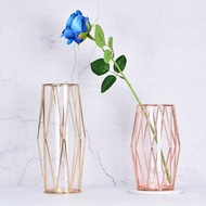 Nordic Style Iron Diamond Glass Hydroponic Vase Gold Creative Vase for Flower Arrangement Modern Light Luxury Domestic O