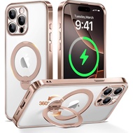 Desert Titanium for  15 Pro Max Case With 360° Spin Magnetic Stand,[Compatible With Magsafe] [Milita