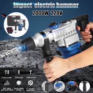 AC 220V 50Hz 800rpm Electric Impact Demolition Hammer Drill Concrete Breaker Chisels 360Rotary 2000W