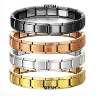 GESH Italian Modules, Stainless Steel Square Italy Bracelets,  Stretchable Italian Charm Bracelets W