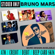 BRUNO MARS Card Sticker Skin - Vinyl Matte Laminated Waterproof Scratch Proof