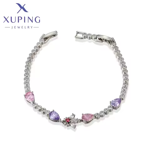 Xuping Jewelry Fashion New Arrival Colorful Stone Women Bracelet with Rhodium Color Party Gift X0006