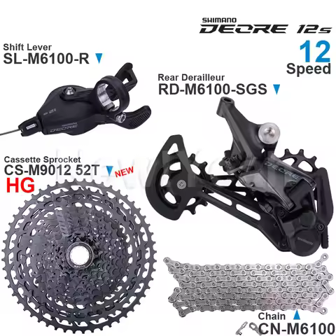 SHIMANO DEORE M6100 12speed Groupset with Right Shifter Rear Derailleur Chain Original and 11-50T/52