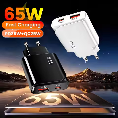 65W GaN Ultra Thin Charger PD 35W QC 25W USB C Fast Charging Charger Adapter For iPhone Samsung Xiao