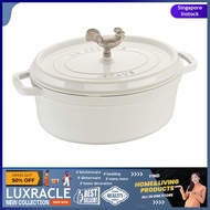 [sgstock] Staub Cast Iron Coq au Vin Cocotte, White, 5.75-quart, (1123102) - [5.75-Quart] [White]