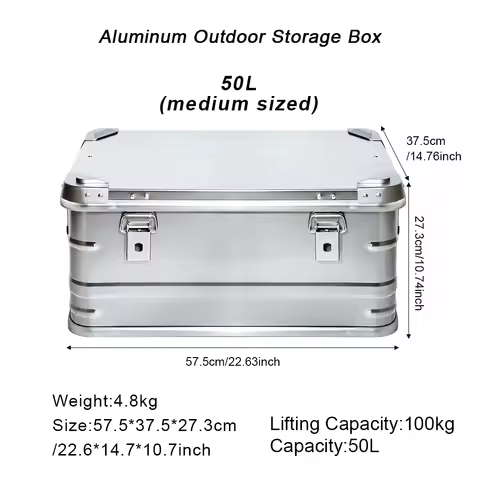80L Outdoor Aluminum Alloy Storage Box Camping Picnic Travel Large Capacity Box Accessories Storage 