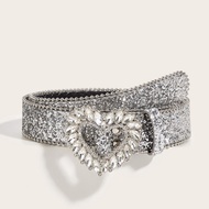 Dfdf Belt Love Fashion Unique Heart Water ins Style Pants Belt Belt Women New Style Wide Sequin Deco