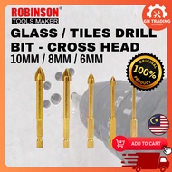 ROBINSON Cross Type Tile Drill Glass Drill  Ceramic Drill Bit 6mm 8mm 10mm Drill Bit