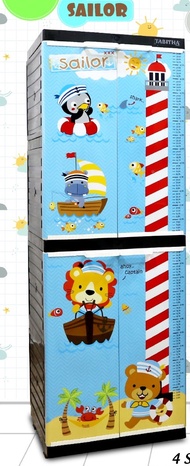 LEMARI PAKAIAN PLASTIK SUSUN 4 KUNCI TABITHA JEPARA MOTIF KAYU JEPARA FULL DENGAN KUNCI LEMARI ELEGA