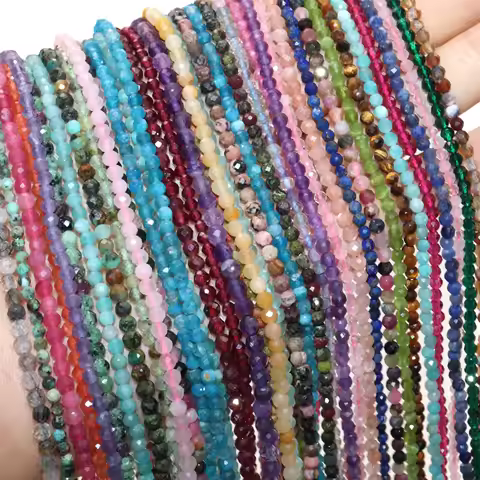2 3 4mm Natural Faceted Quarts Labradorite Jaspers Agates Lapis Lazuli Amazonite Stone Beads For DIY