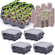U0U 5 Pack Seed Starter Trays with 100pcs Peat Pellets,95-Cell Seed Starter Kit with Dome,Plant Star