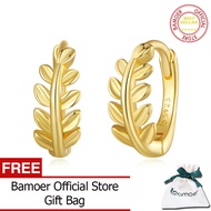 BAMOER ต่างหูแฟชั่นเงินแท้925ต่างหูแบบห่วงแบบเรียบง่ายต่างหูแบบคลาสสิคสำหรับผู้หญิงสร้อยคอเครื่องประ