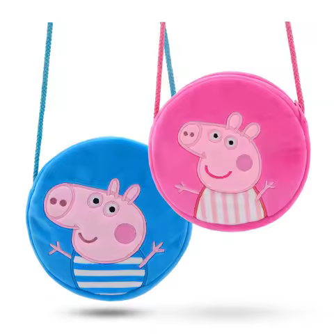 Genuine Peppa Pig Anime Plush Bag George Peppa Kindergarten Backpack Cute Cartoon Round Shoulder Bag