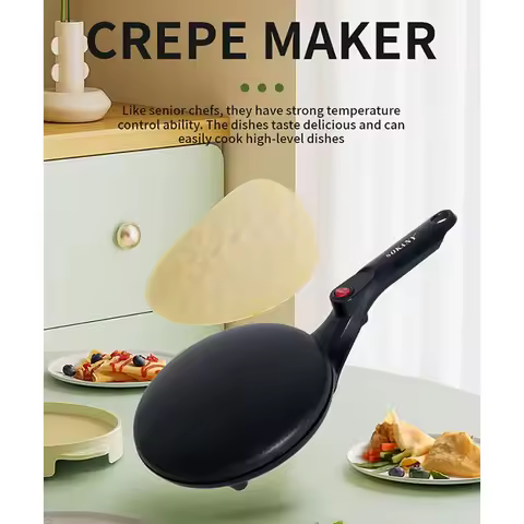 Cooking Tools Electric Pancake Maker, Instant Heating Spring Roll Pastry Frying Pan, Non-Stick Non-S