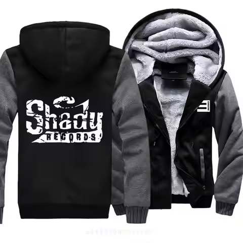 Shady Records Warm Coat Hoodie Winter Fleece Zipper Coat Eminem Thicken Fashion High Quality Printed