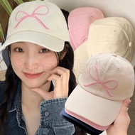 [ Featured ] Embroidered Bow Baseball Hat - Peaked Cap - Cotton - Dressing Accessories - Visor Hat -