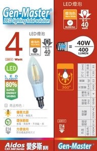 Gen-Master - 愛多斯 LED 蠟燭燈 4W 暖黃光 2700K 細螺頭 E14 可調光