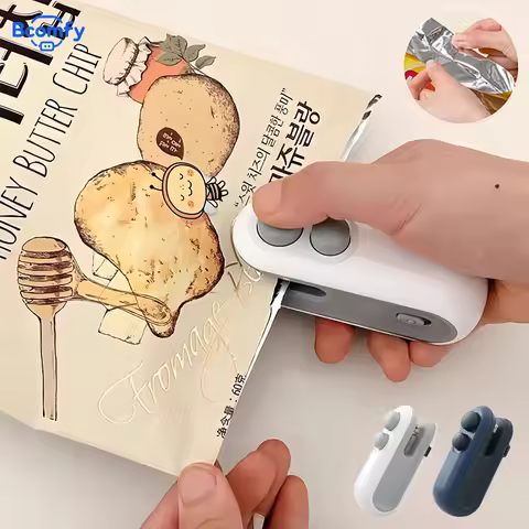 Mini Heat Bag Sealing Machine Portable Plastic Bags Sealer for Snacks 2-in-1 Rechargeable Handheld F