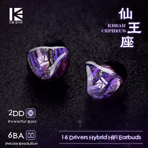 New Wired Dual Magnetic Circuit Dual DD Powerful Bass 16 Drivers Hybrid HiFi Earbuds KBEAR Cepheus I