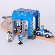 A set of Police thief catching building block suit compatible with wooden train track toy simulation