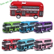 FUZOU Diecast Cars Toy Birthday Gift Gifts For Kids City Tourist Car Doors Open Close FLashing With Music Educational Toys Toy Vehicles Double Decker Bus