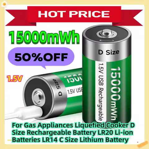 For Gas Appliances Liquefied Cooker 1.5V D Size Rechargeable Battery 15000mWh LR20 Li-ion Batteries