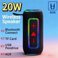Portable Wireless Speaker 20W Wireless Bluetooth Speaker Deep Bass LED Light Speaker Rechargeable Ou