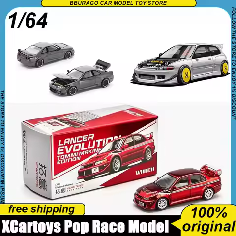 In Stock Xcartoys Pop Race 1:64 Diecast Car Models Civic Eg6 Gt-R R33 Evo Multiple Styles For Collec