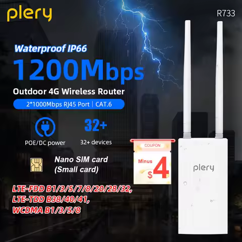 Plery WIFI 5 1200Mbps WIFI Router 2.4G/5.8G Router 5 G Sim Card IP66 Outdoor AP 24V POE CPE 1000M WA