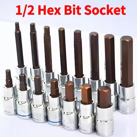 1PCS S2 Hex Bit Socket: 1/2" Drive with Allen Key Adapter for Torque Spanner Ratchet H4/H5/H6/H7/H8/