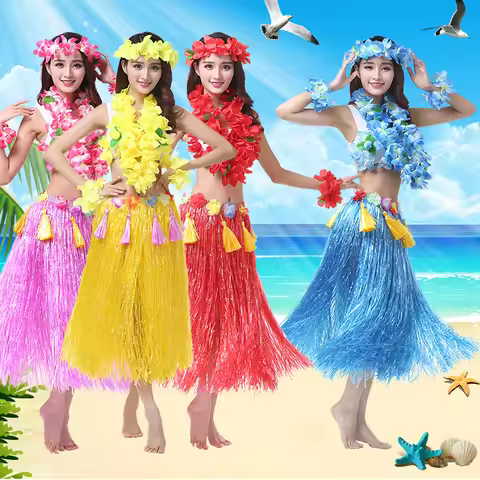 Hawaiian Grass Skirt Performance Dance Party Hula Lets Flamingo Party Aloha Theme 2023 Hawaii Parti 