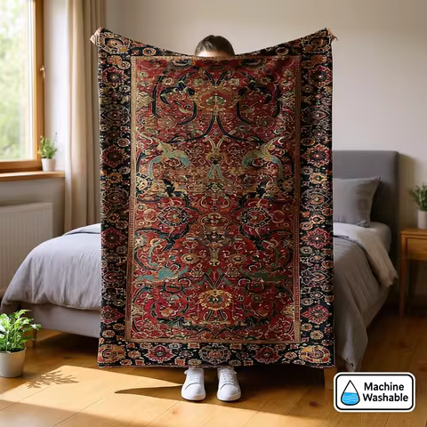 Luxurious Velvet Throw Blanket Moroccan Style Rug Persian Kilim Decorative Sofa Bed Cover Warm Fuzzy