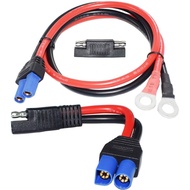10AWG Connector Cable, 1.3ft EC5 Female Plug to O Ring Terminal Cable, 5.9in EC5 Male to SAE Power A
