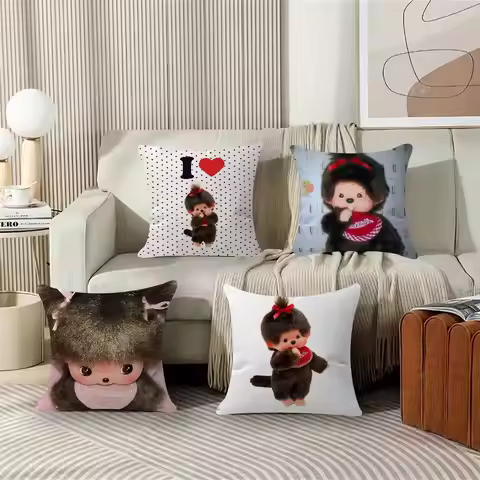 M-Monchhichi Cute Personalized Pillow Cover Kids Bedroom Wild Party Decor Pillowcase Kid Birthday Sh