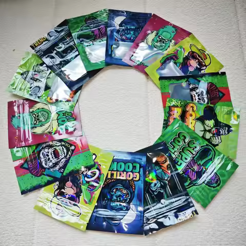 100Pcs 2.76*3.54inch New Pattern Resealable Zip Lock Mini Mylar Bag Candy Gummies Packaging Pouch Sm