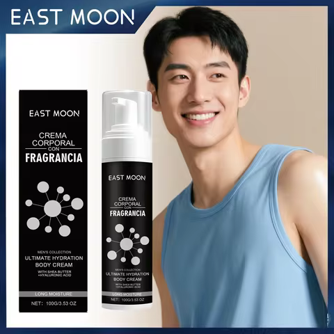 East Moon Men's Scented Body Cream Sandalwood Extract Non Greasy Fast Absorbing Improves Skin Textur