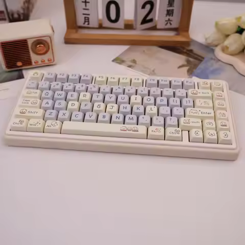 140 Keys Retro Blue Cat XDA PBT Keycaps Dye Sub Cherry Profile 7U Split Spacebar for MX Switch 61/68