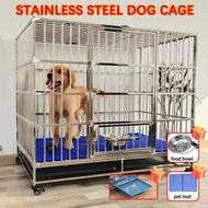 Dogelsy Dog Cage Stainless Steel Large with Mute Wheels Sangkar Anjing for Large Dog 不锈钢狗笼