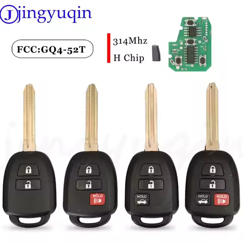 jingyuqin 2/3/4 Buttons Remote Car Key Fob 314MHz H Chip GQ4-52T For Toyota RAV4 Highlander Sequoia 