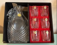 (收藏品)原裝法國Cristal d’arques Empire Diamant酒瓶+水晶杯套裝