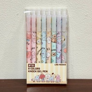 [Authentic] BT21 8 Color Knock Gel Pen Set Official Line Friends 0.38mm Gel Pens