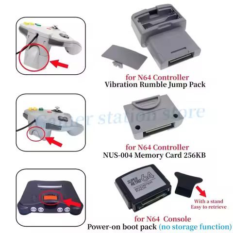 1/5/10PCS For N64 Controller Vibration Rumble NUS-004 Memory Card for Nintendo 64 Console Power-on B