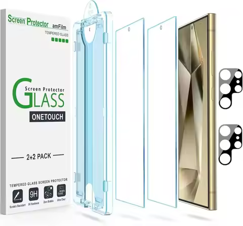 Auto-Alignment OneTouch for Samsung Galaxy S24 Ultra 6.8'' Screen Protector + Camera Lens Protector,
